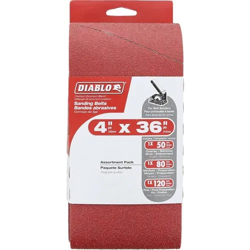 DCB436ASTS03G Diablo Sanding Belt, Assorted Grits